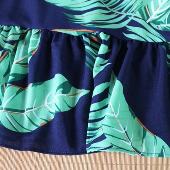 Last 1!NEW Floral wrap dress navy blue leaf casual - Picture 7 of 10